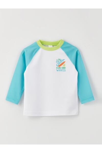 LC Waikiki Esnek Kumaştan Baskılı Erkek Bebek Yüzme Giyim Üst