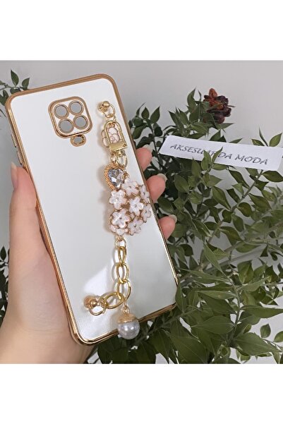 Aksesuarda Moda Redmi Note 9s-9 Pro Uyumlu Çiçekli Taşlı Incili El Geçmeli La...