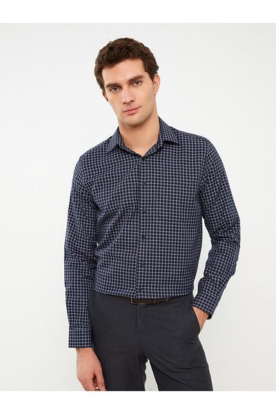 LC Waikiki Poplin Plaid Patterned Long Sleeve Men's Shirt - Regular Fit