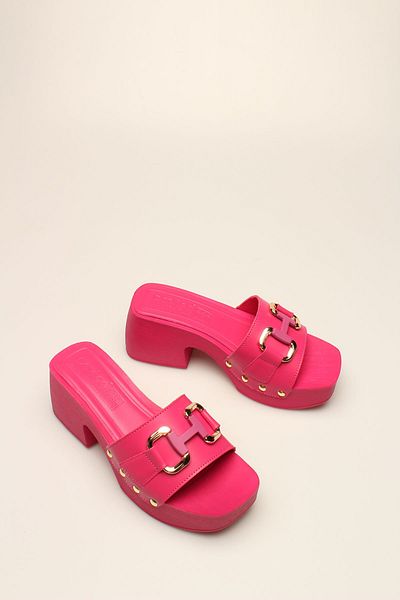 ROVIGO Fuchsia Skin Buckle Women's Clogs