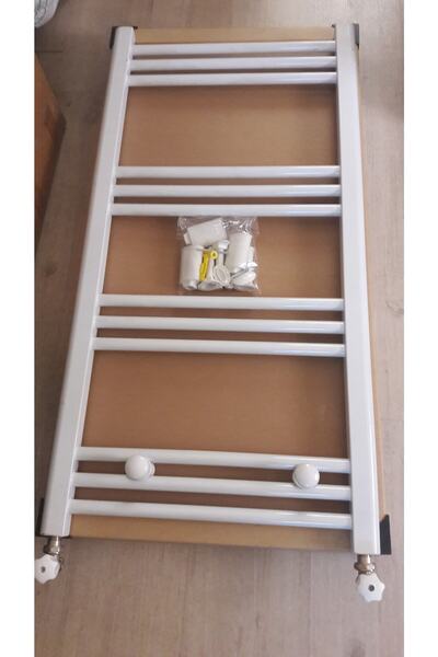 ŞİMAŞ HAVLUPAN 500x1100 Beyaz 15 Borulu Havlupan 2 Adet Radyatör Vanası Beyaz