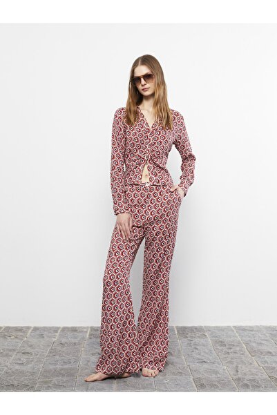 LC Waikiki Önden Düğme Kapamalı Desenli Uzun Kollu Viskon Kadın Gömlek