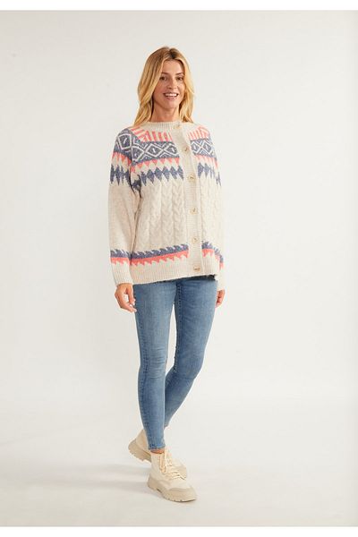 USHA MAVIİ ETİKET Knöpfe lynnea ile Strickjacke