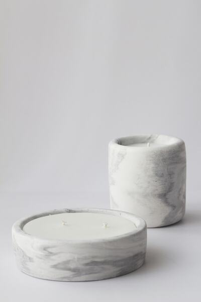 a&p Ylang Ylang Kokulu Siyah Marble Desen 2'li Mum Seti