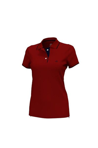 Woolnat Polo Neck Striped Cotton Women's T-shirt