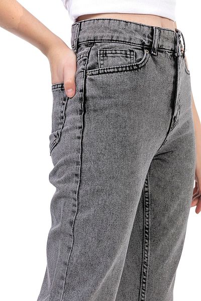 LİMABEL Artificial High Waist Gray Snow Mom Denim Pants Lycra Colorfast Gray Extra Comfortable Mom Jean