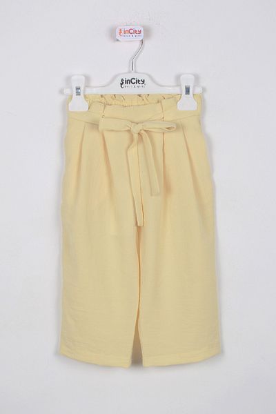 incity Girl's Yellow Pleated Detailed Trousers