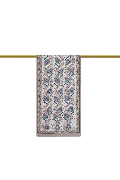Bursa İpek Mink Cream Row Tulip Voile Silk Scarf