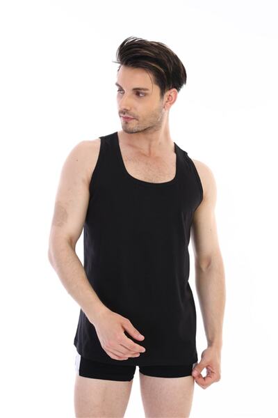 Çift Kaplan Erkek Ince Süprem Siyah Atlet 700