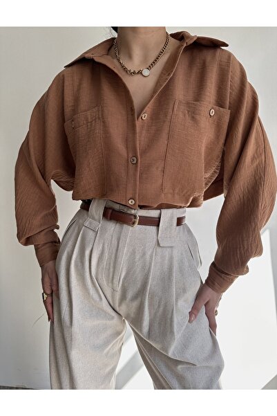 BOHEMAİ Modus Vintage škoricová ľanová košeľa