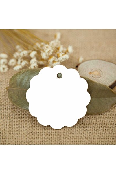 printiks 100 Pieces Rope Free 6 Cm Flower Shaped White Thick Label Cardboard ...
