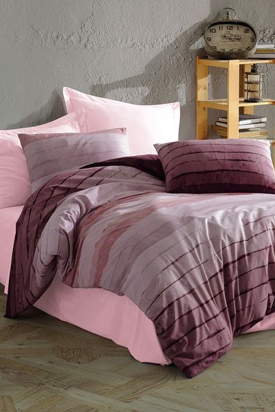 Evlen Home Collection طقم غطاء لحاف قطن بحري مزدوج (4 قطع) طقم غطاء لحاف مسحوق