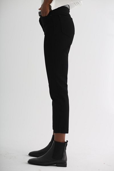 Trn JNS Ισπανικό ψηλόμεσο μαύρο παντελόνι Mom Jeans Lycra Colorfast Extra Comfortable Mom Jeans