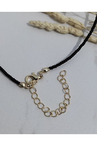 HALHALMILL Siyah Afgan Boncuklu Gold Küp Detaylı Tasarım Kolye