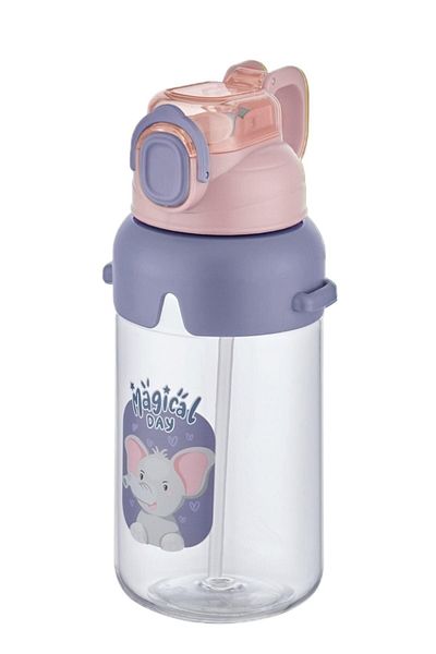Vagonlife 2266 Model 650 Ml School Water Bottle - Neck Strap, Thick Straw and Lockable Lid, 3 Colors