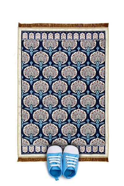 Bursa İpek Navy Blue Velvet Children's Prayer Rug