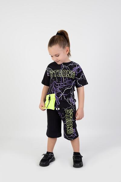 Harika KIDS Boy's Strong Printed Short Sleeve Basic Suit with Shorts Age 2-5