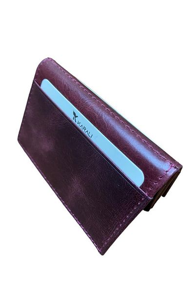 Karalı Deri Δερμάτινη θήκη για διπλή κάρτα Claret Red K5896