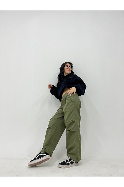 KOTOLOG Unisex Khaki Green Baggy Tactical Parachute - Adjustable Waist Leg and Elastic Pants Ii