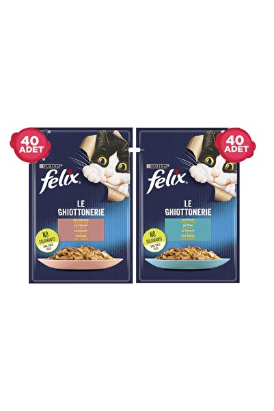 FELIX Felix Ton Balıklı Ve Somonlu Karışık Pouch Kedi Yaş Mama Konserve 80 X ...