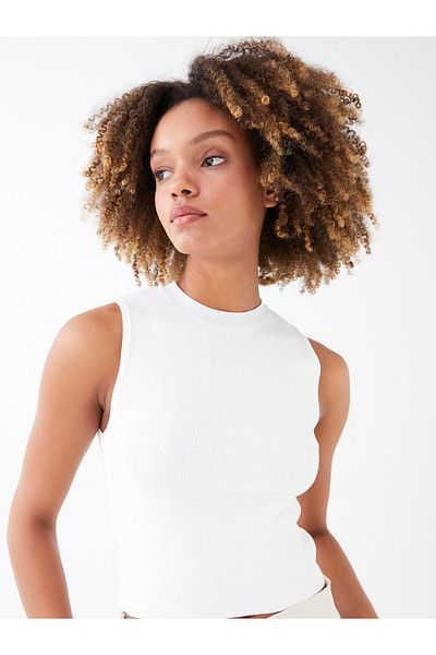 LC Waikiki Dámské úpletové tílko Crew Neck Straight Crop