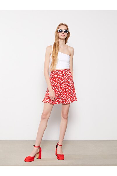LC Waikiki Virágos viszkóz női szoknya elasztikus derékkal