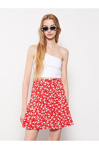 LC Waikiki Virágos viszkóz női szoknya elasztikus derékkal