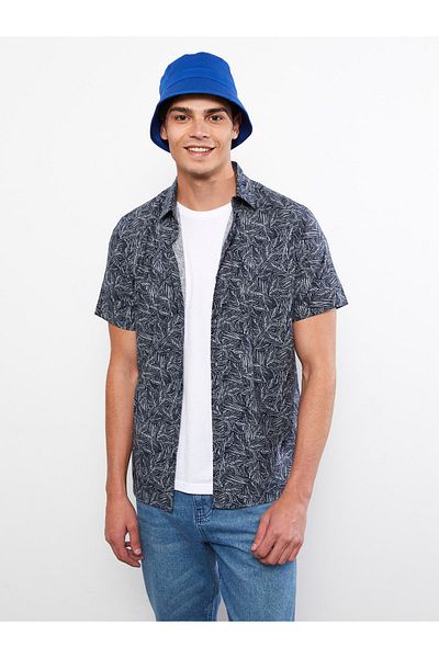 LC Waikiki Poplin Patterned Men's Shirt - Regular Fit, Short Sleeve