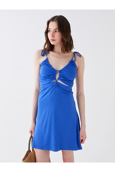 LC Waikiki Strandkleid mit V-Ausschnitt und Seilträgern für Damen