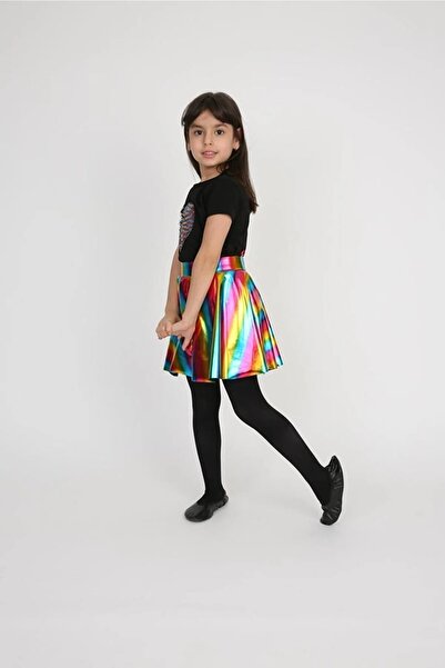 Nacar Kız Çocuk 23 Nisan 19 Mayıs Gösteri Kıyafeti Desenli T-shirt Etek Takım