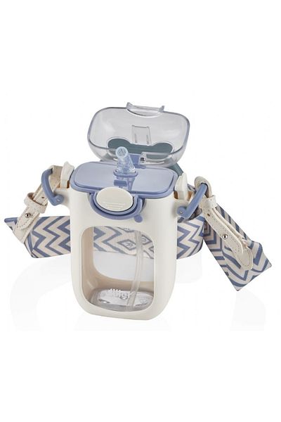 DILLER 400 Ml Deer Shaped White Children's School Flask with Tritan Hanger and Straw