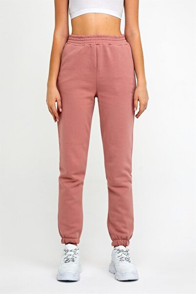 ESPİNA Γυναικεία πλεκτά φούτερ με τρεις κλωστές με ελαστική μέση και πόδια Jogger Powder