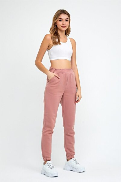 ESPİNA Γυναικεία πλεκτά φούτερ με τρεις κλωστές με ελαστική μέση και πόδια Jogger Powder