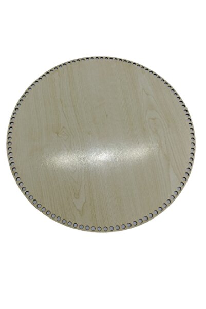 Ağaçistan 3mm 25cm Wooden Round Basket Tray Knitting Plate Charger Perforated...