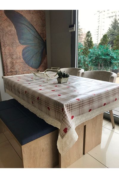 dekorya PVC Lacy | Colorful Patterned Luxury Tablecloth | Oilcloth Fiber Based Non-Slip Wipeable Stain Resistant