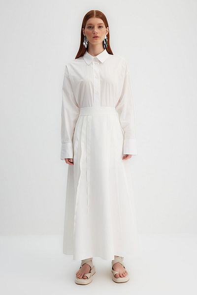 Trendyol Modest X Kevser Sarıoglu Ecrufarbener, gerippter, gefütterter Webrock TCLSS23EE00001