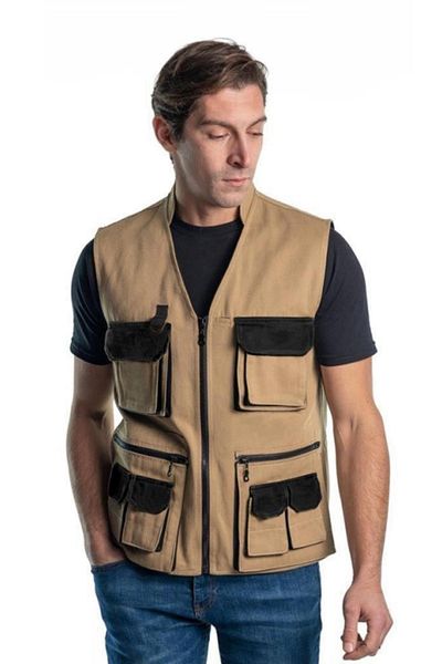 Şensel Μπεζ-Μαύρο γιλέκο με πολλές τσέπες - Four Seasons Vestido - 118e1357