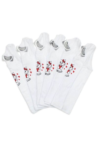 ÇamaşırcımShop Silver 3026 6 Pack Wide Strap Printed Girl's Tank Top