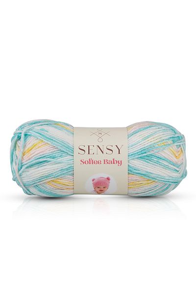 SENSY Premium Softee Baby Hand Knitting Yarn Baby Yarn Πουλόβερ Κορδόνι Φουλάρι Μποτάκια Baby Yarn Τυρκουάζ Κίτρινο Tie Dye
