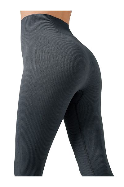 Los Ojos Jambiere de fitness cu nervuri fără sudură, gri cărbune, cu talie înaltă