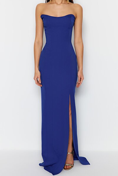 Trendyol Collection Saks Underwire Look hosszú estélyi ruha TPRSS23AE00185