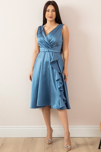 PULLIMM Rochie de seara din satin cu volane la doua piept 1150