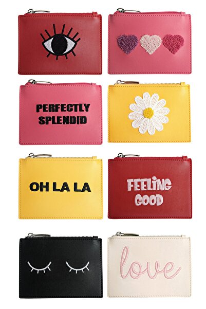 Bakras Μίνι τσάντα με φερμουάρ με κεντημένη θήκη για κάρτες με κόκκινα μάτια