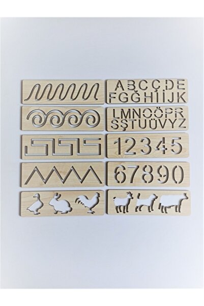 Ağaçistan Educational Toy - Wooden Fun, Number Letter Animals Drawing Molds, ...