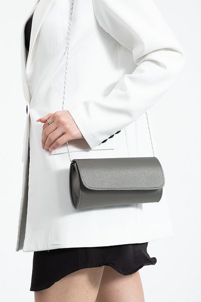 bibags Βραδινή τσάντα φόρεμα Platinum Satin Τσάντα Clutch Bag