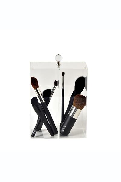 Beauty InsideOut 2 Gözlü Şeffaf Fırça Kutusu – Üstü Kapaklı