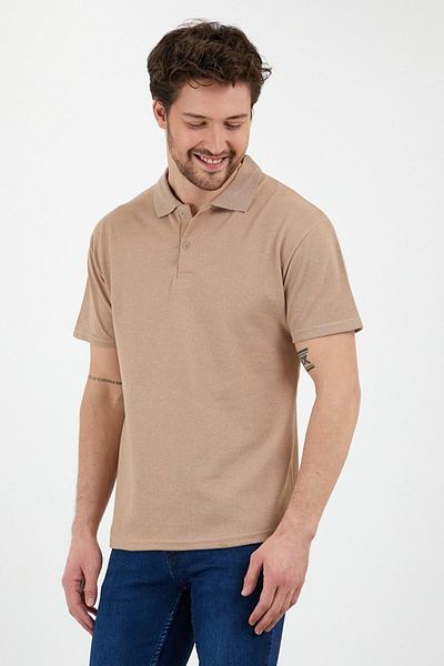 Beybun boutique Μπεζ στενό/λεπτό μπλουζάκι Polo με λαιμόκοψη