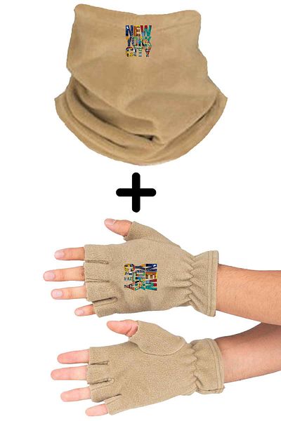 herotasarım New York Cutout Gloves - Σετ 2 Fleece Neck Collar Bll3698