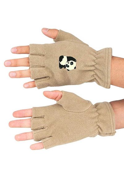 herotasarım Polar Bll3841 - Panda Pattern Cutout Gloves Σετ με 2 γιακά λαιμού