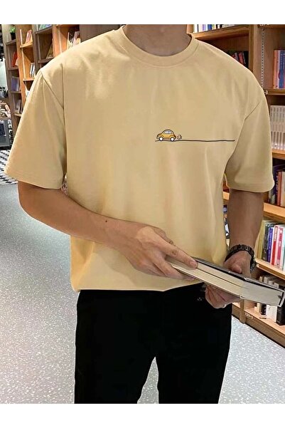 Harmandar تي شيرت بيج كبير الحجم مطبوع عليه سيارة للجنسين